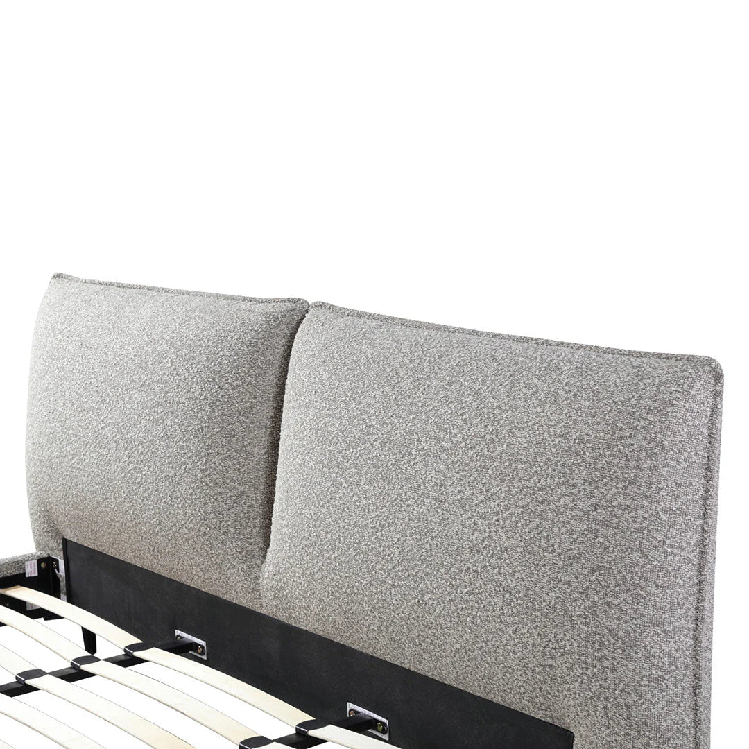 Camina Fabric Queen Bed Frame - Olive Brown Boucle