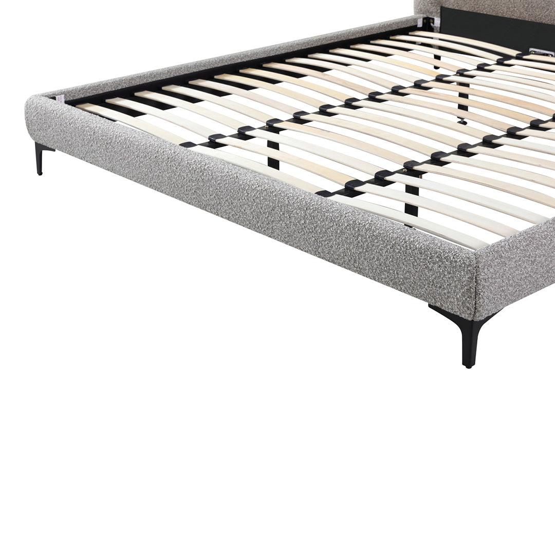 Fabric King Bed Frame - Olive Brown Boucle - image 10
