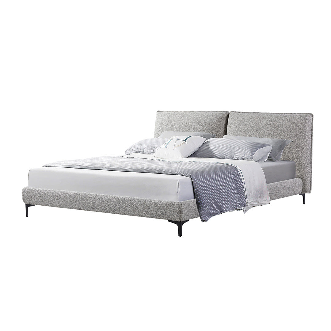 Fabric Queen Bed Frame - Olive Brown Boucle - Celeste