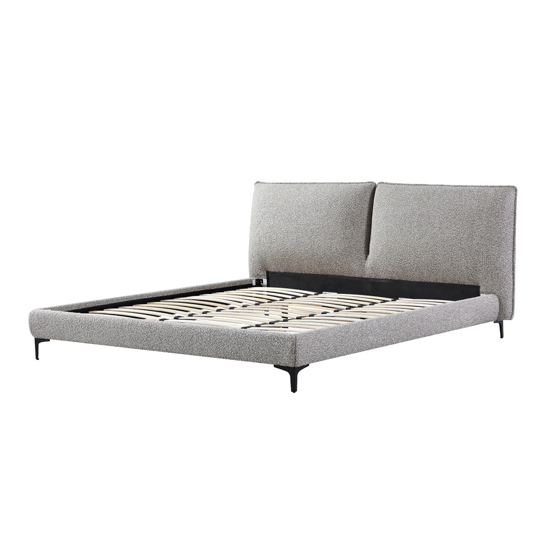 Fabric King Bed Frame - Olive Brown Boucle - image 8