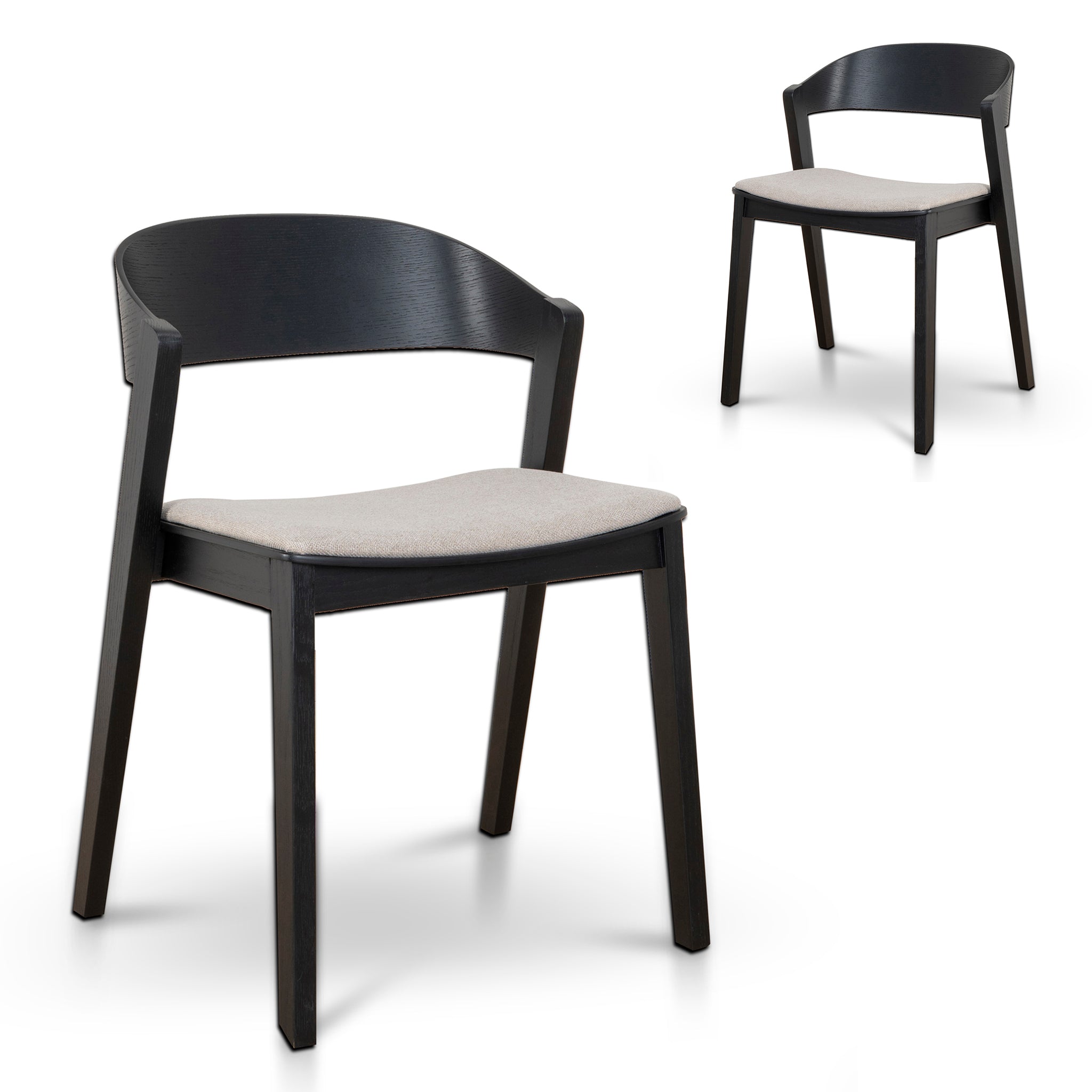 Black Dining Chair - Grey Seat (Set of 2)