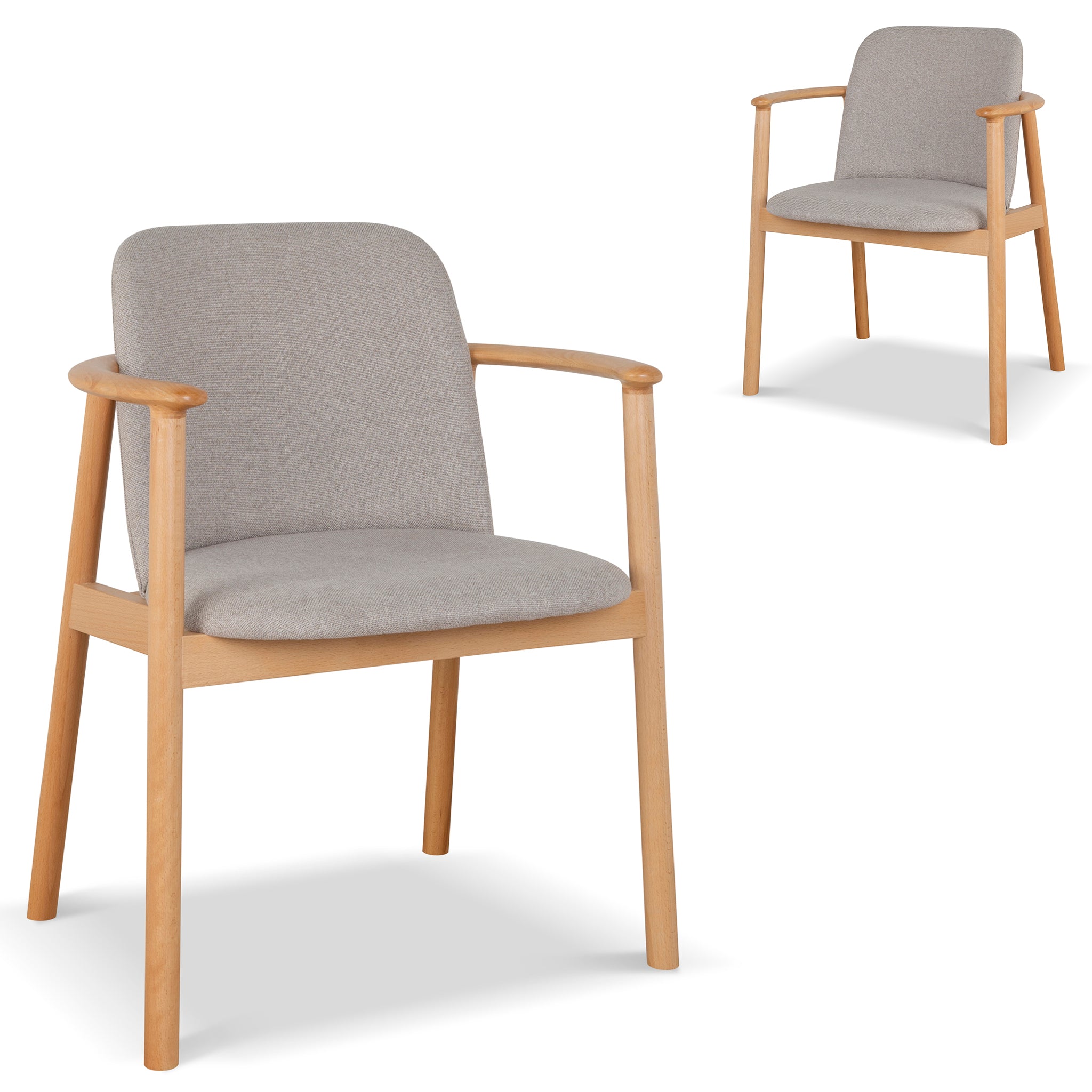 Set of 2 - Paul Natural Dining Armchair - Grey Seat