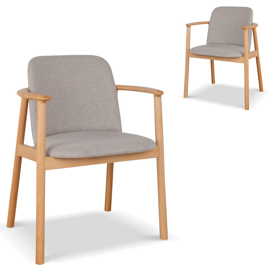 Greta Set of 2 Dining Armchair - Grey Seat