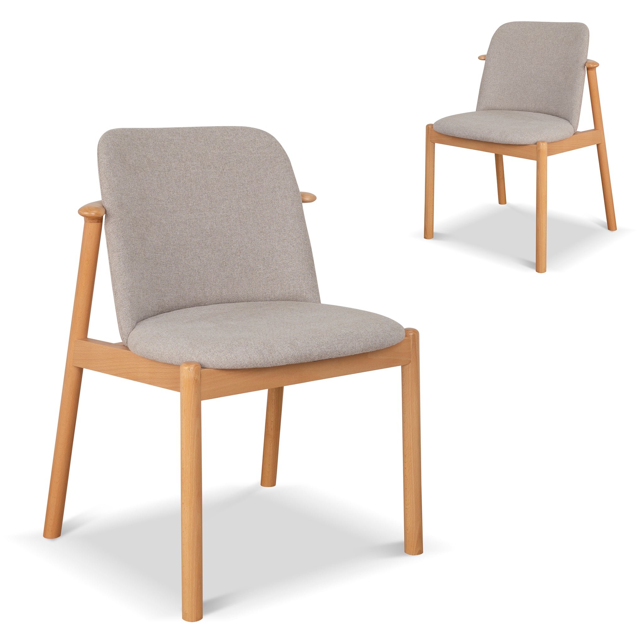 Set of 2 - Paul Natural Dining Chair - Grey Seat