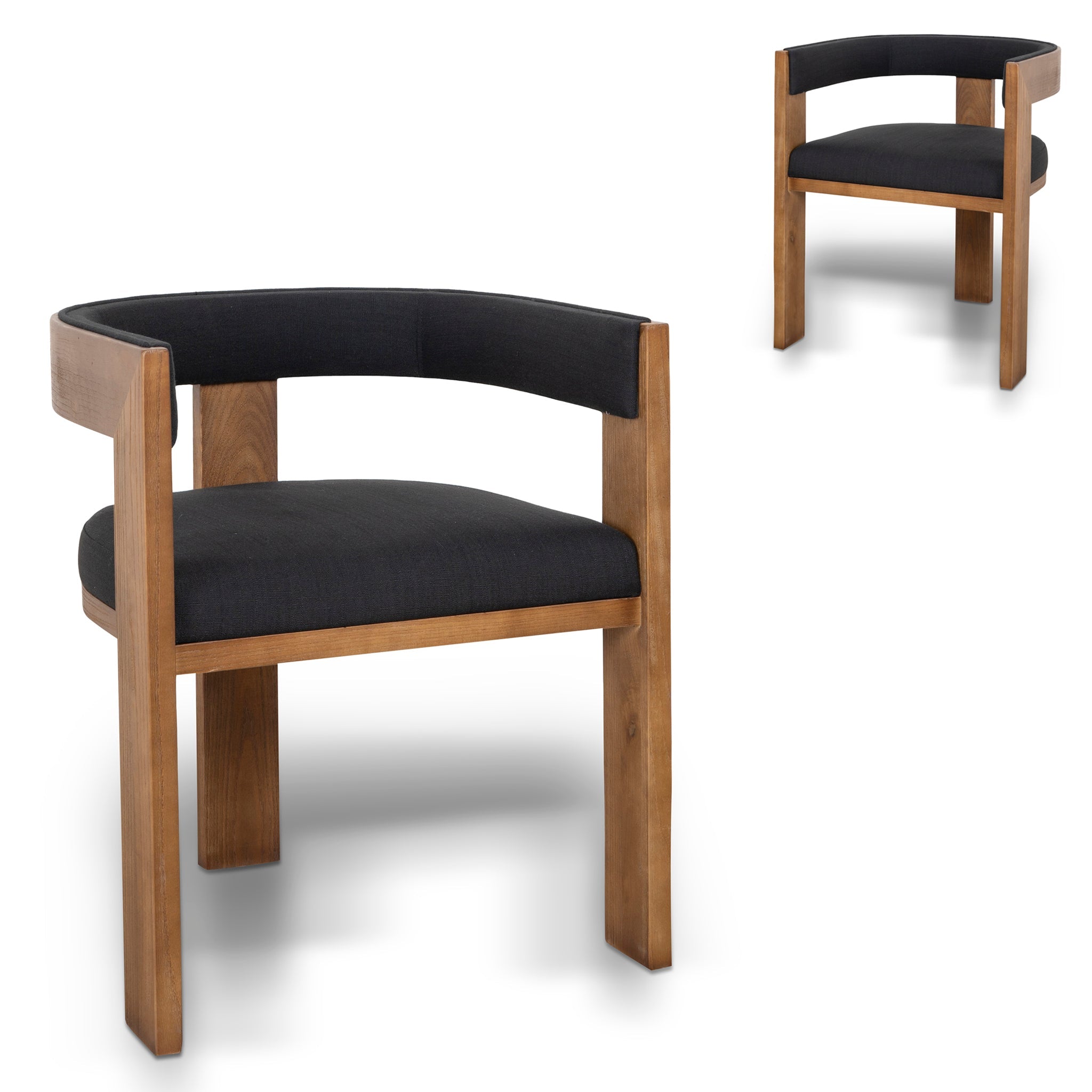 Set of 2 - Miles Brown ELM Dining Chair - Black