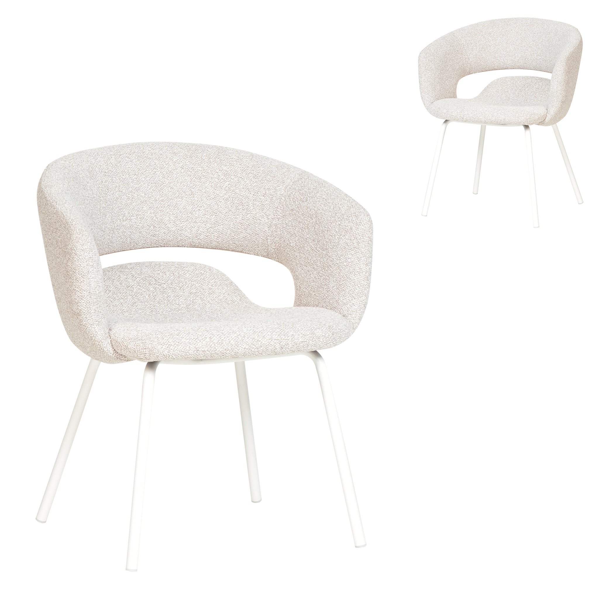 Set of 2 - Dalca White Dining Chair - Clay Grey