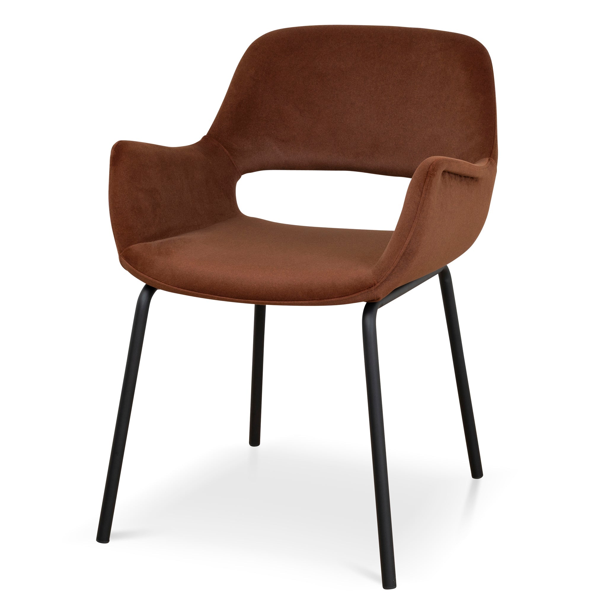 Black Dining Chair - Burnt Brown Seat (Set of 2)