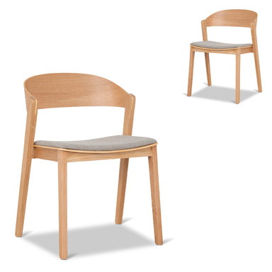 Showcasing Conisena Natural Dining Chair - Grey Seat (Set of 2) DC10291-SDx2 Dining Chair by Calibre Furniturs