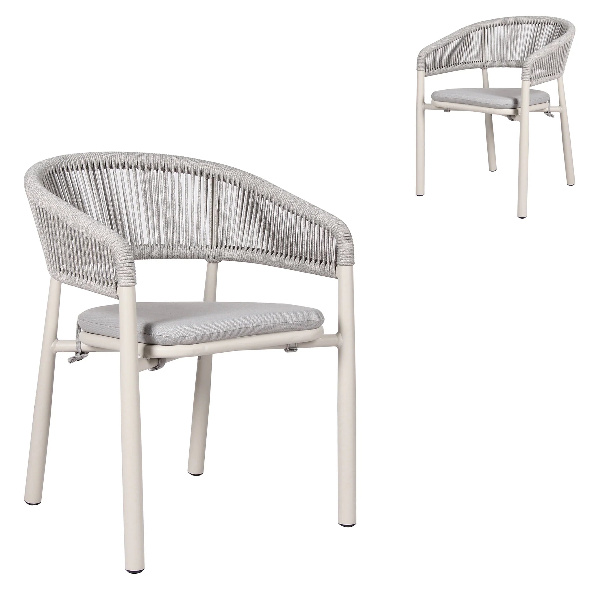 Showcasing Cerolo Sand White Outdoor Dining Chair - Light Grey (Set of 2) DC10302-IDx2 Dining Chair by Calibre Furniturs