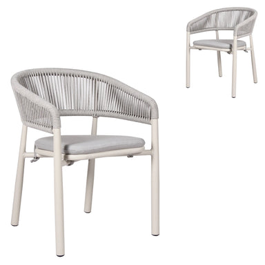 Showcasing Cerolo Sand White Outdoor Dining Chair - Light Grey (Set of 2) DC10302-IDx2 Dining Chair by Calibre Furniturs