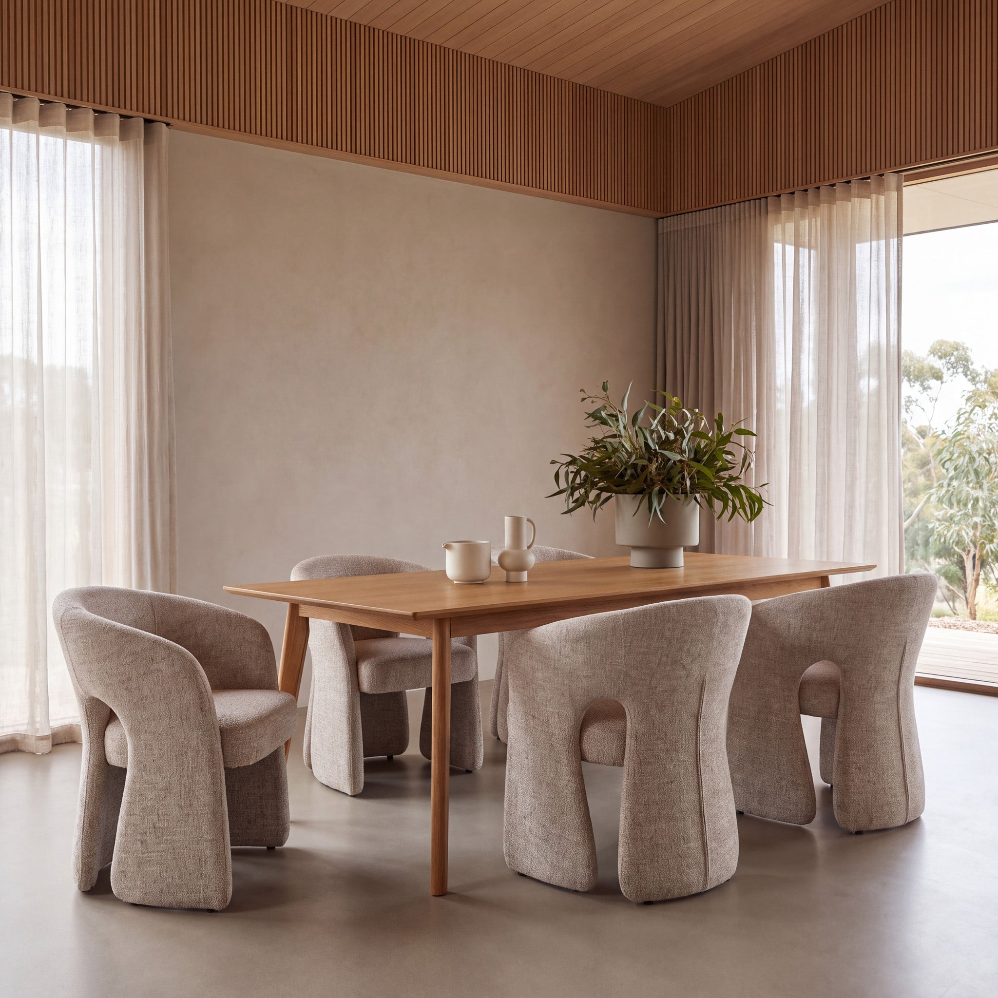 Fabric Dining Chair - Pale Beige - image 2