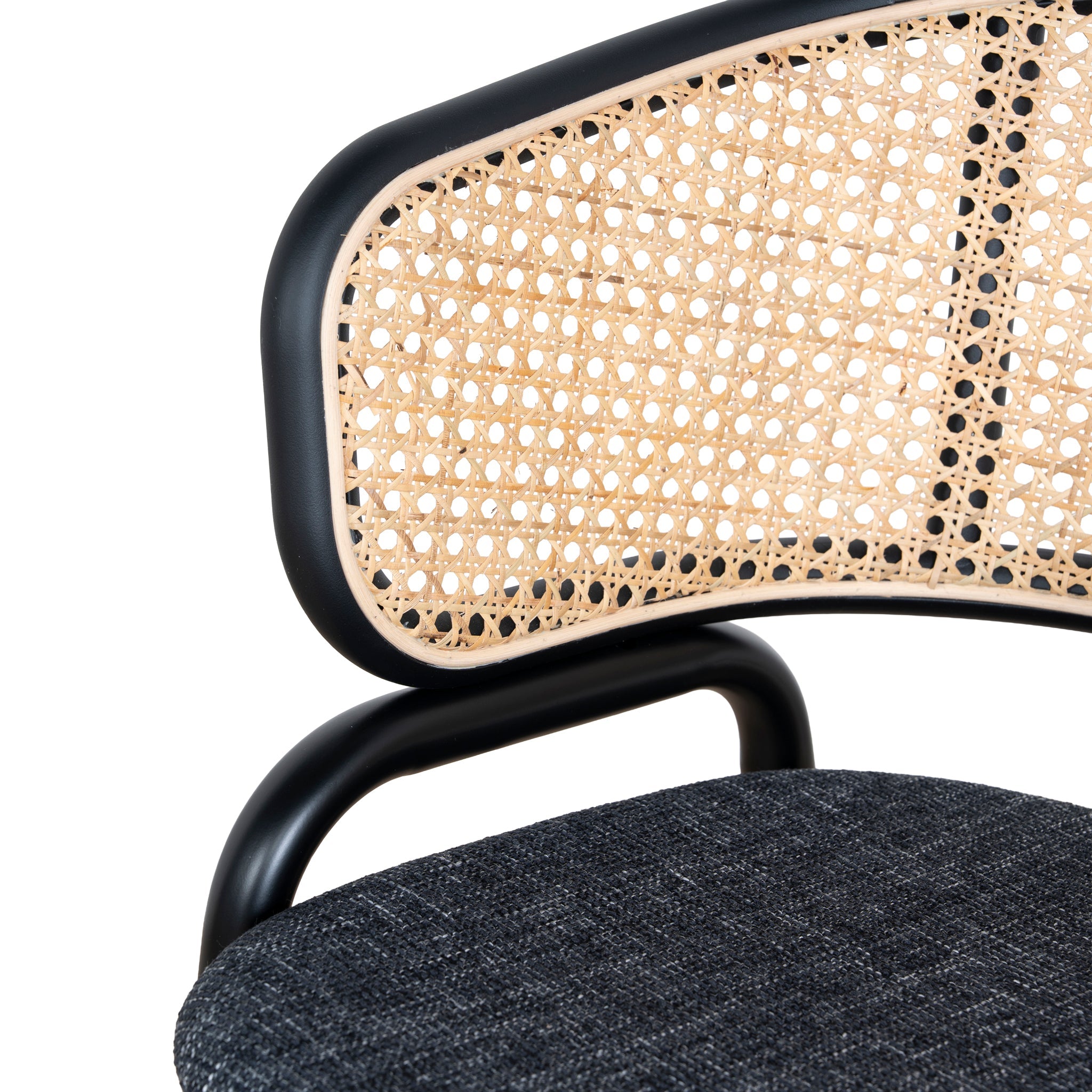 Fabric Dining Chair - Dark Grey with Rattan Back (Set of 2) - image 8