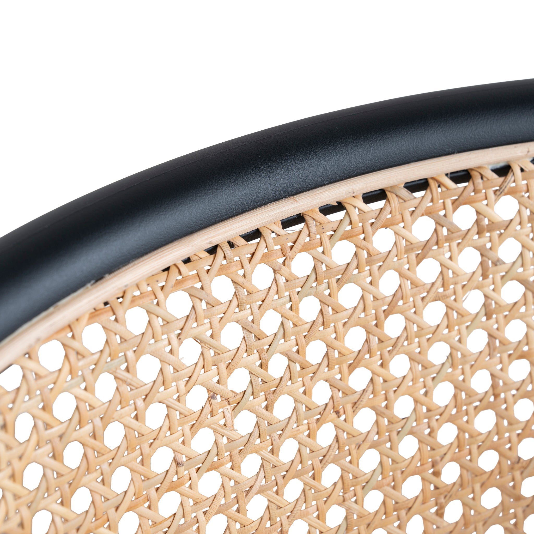 Fabric Dining Chair - Dark Grey with Rattan Back (Set of 2) - image 9