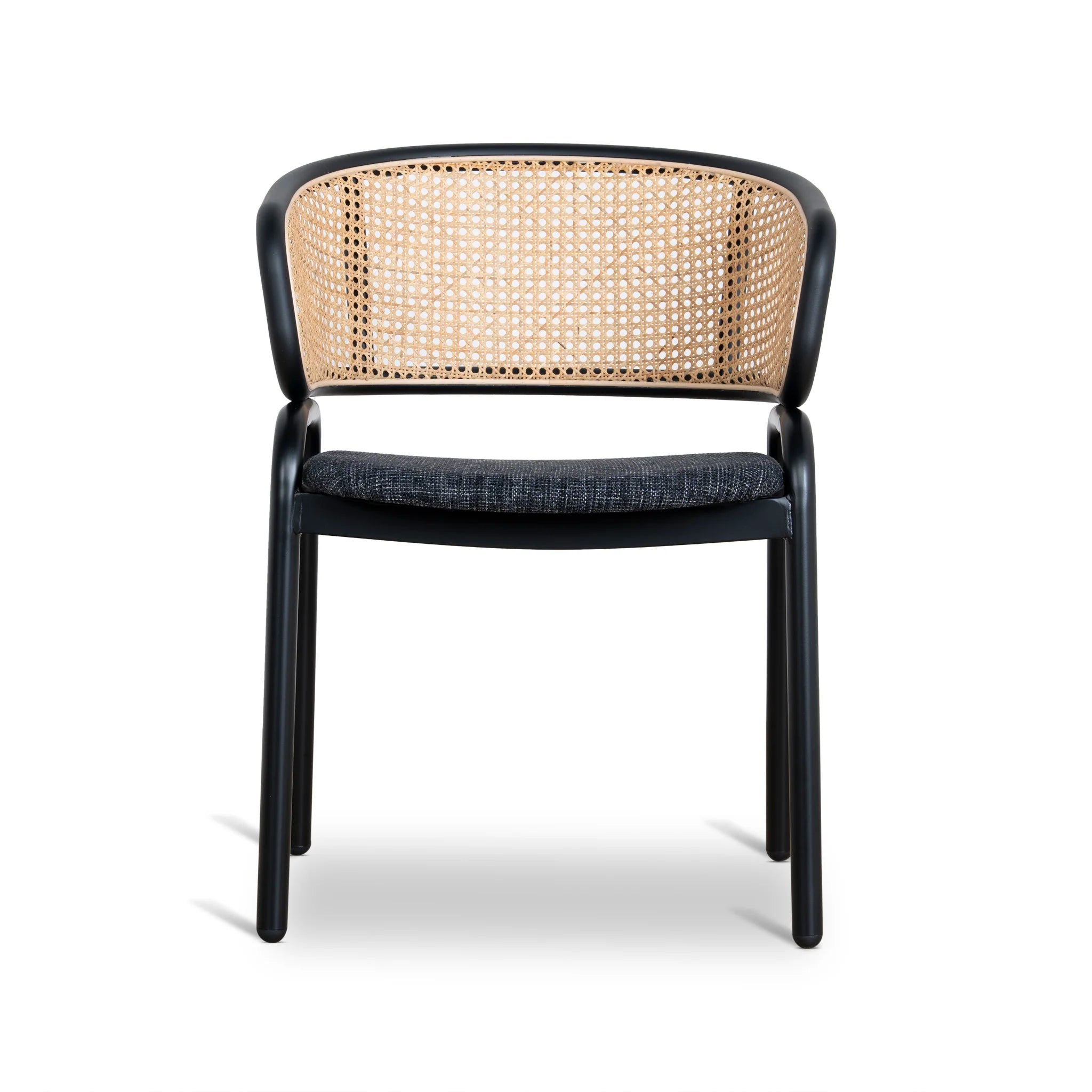 Showcasing Sodivela Fabric Dining Chair - Dark Grey with Rattan Back (Set of 2) DC12046-SDx2 Dining Chair by Calibre Furniturs