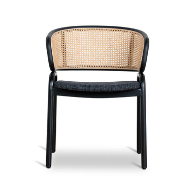 Showcasing Sodivela Fabric Dining Chair - Dark Grey with Rattan Back (Set of 2) DC12046-SDx2 Dining Chair by Calibre Furniturs