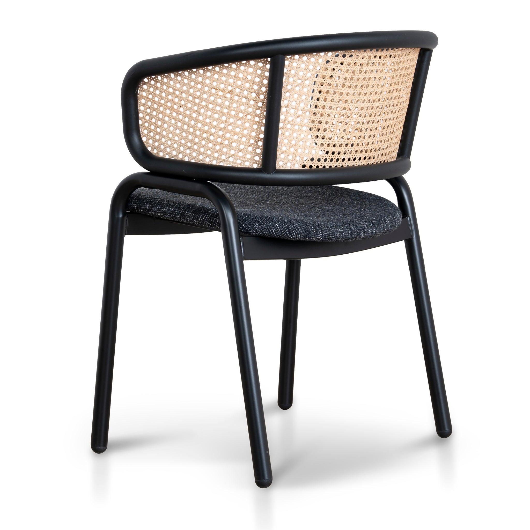 Fabric Dining Chair - Dark Grey with Rattan Back (Set of 2) - image 5