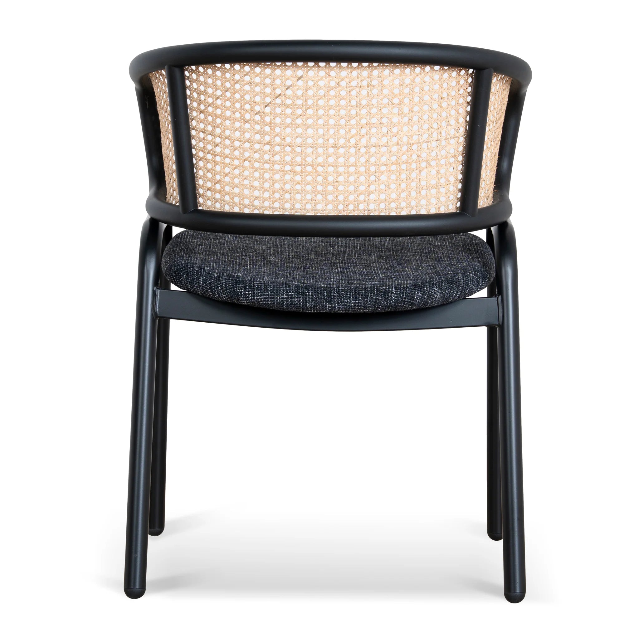 Sodivela Fabric Dining Chair - Dark Grey with Rattan Back (Set of 2)