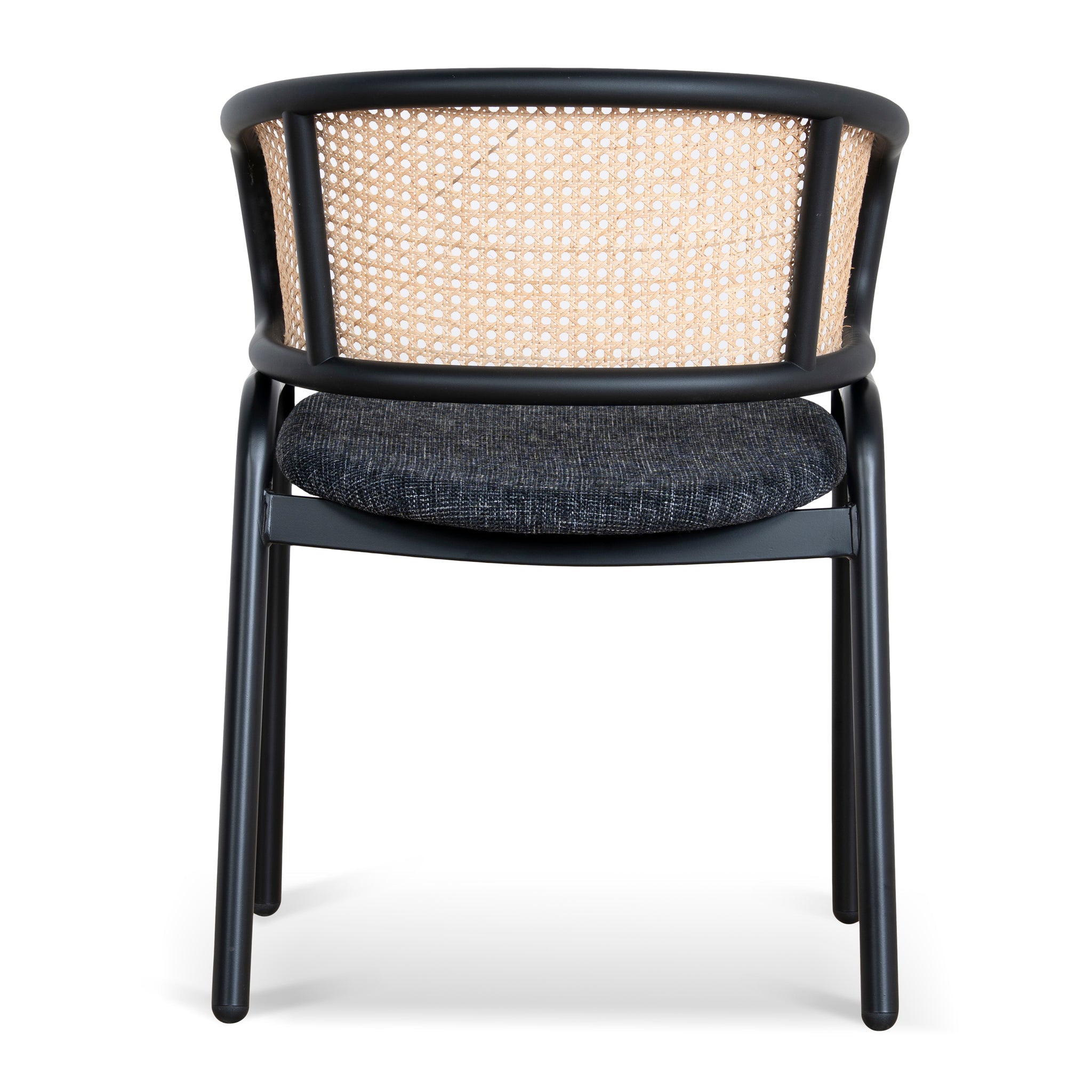 Fabric Dining Chair - Dark Grey with Rattan Back (Set of 2) - image 6