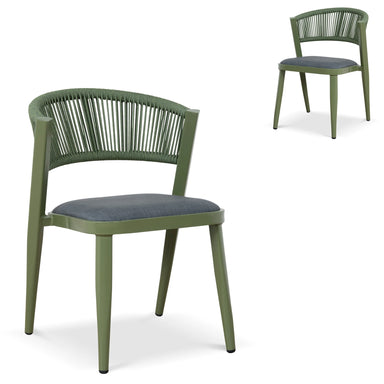 Showcasing Luvela Army Green Outdoor Dining Chair - Grey (Set of 2) DC12050-IDx2 Dining Chair by Calibre Furniturs