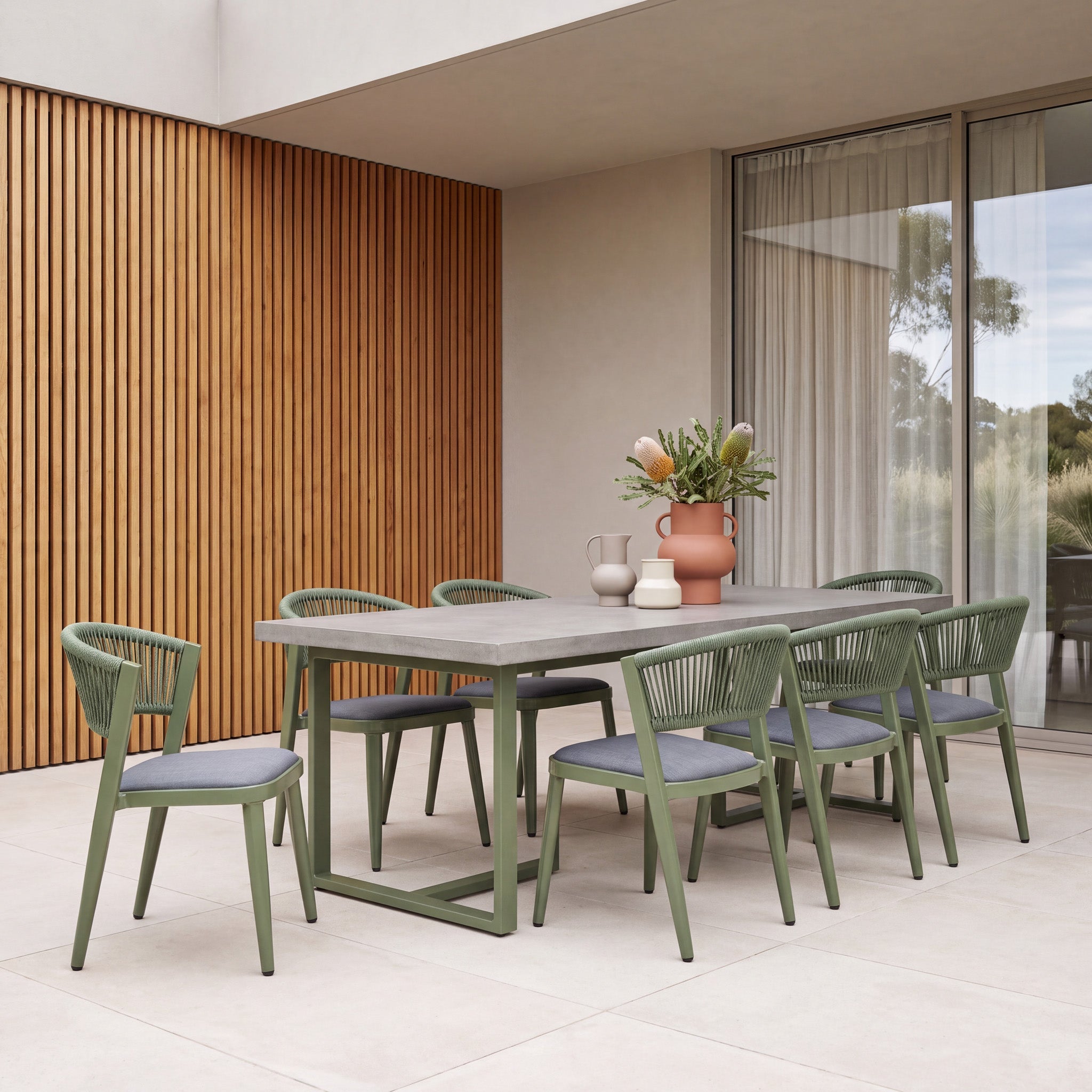 Army Green Outdoor Dining Chair - Grey  (Set of 2) - image 2