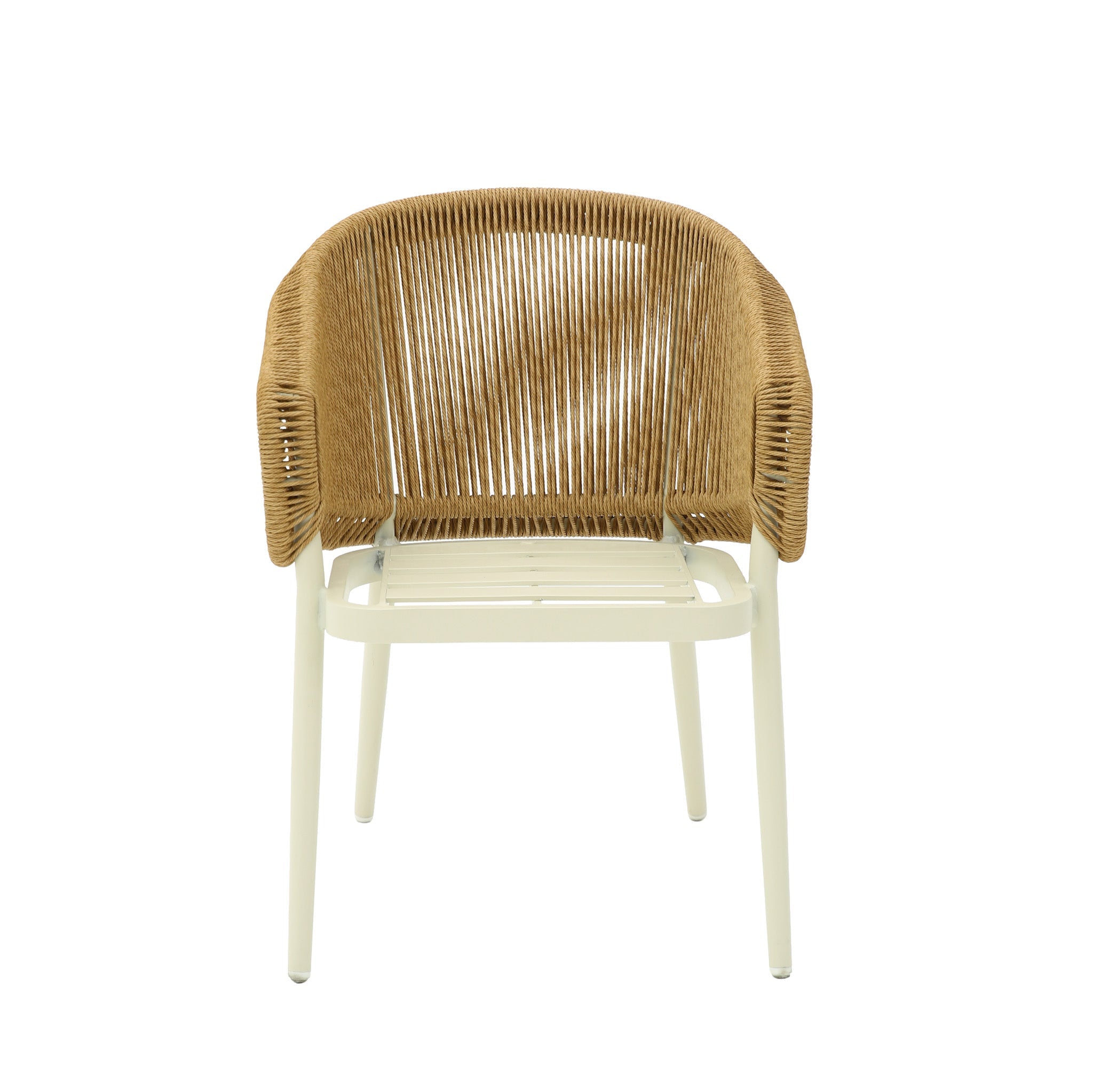 CDC12619-KT Natural Rattan Outdoor Dining Chair - Beige Cushion