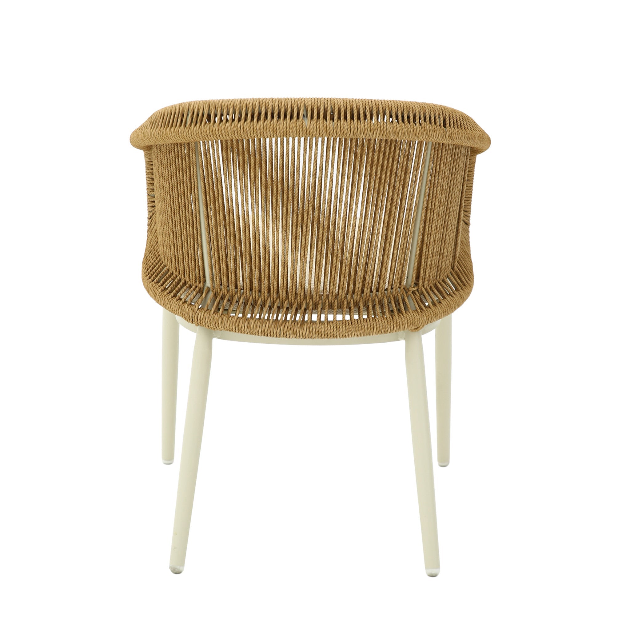 CDC12619-KT Natural Rattan Outdoor Dining Chair - Beige Cushion