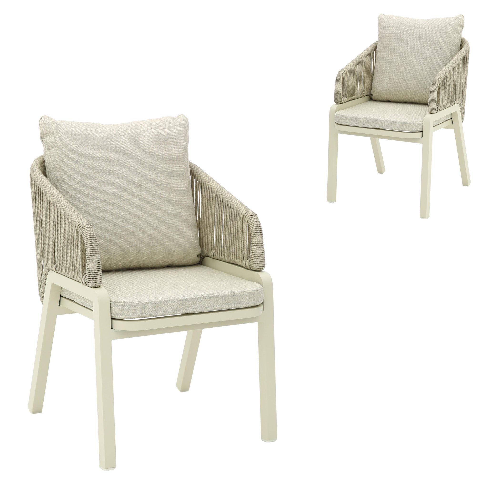 CDC12620-KT Grey Rattan Outdoor Dining Chair - Grey Cushion (Set of 2)
