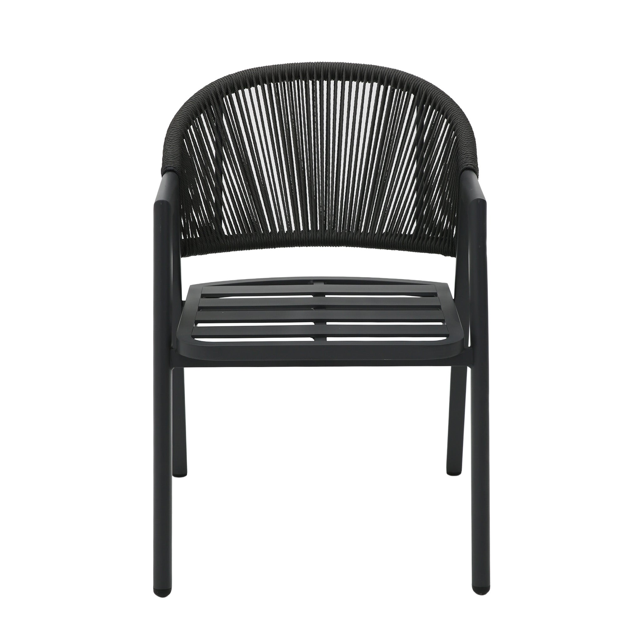 CDC12621-KT Dark Grey Rattan Outdoor Dining Chair - Dark Grey Cushion (Set of 2)