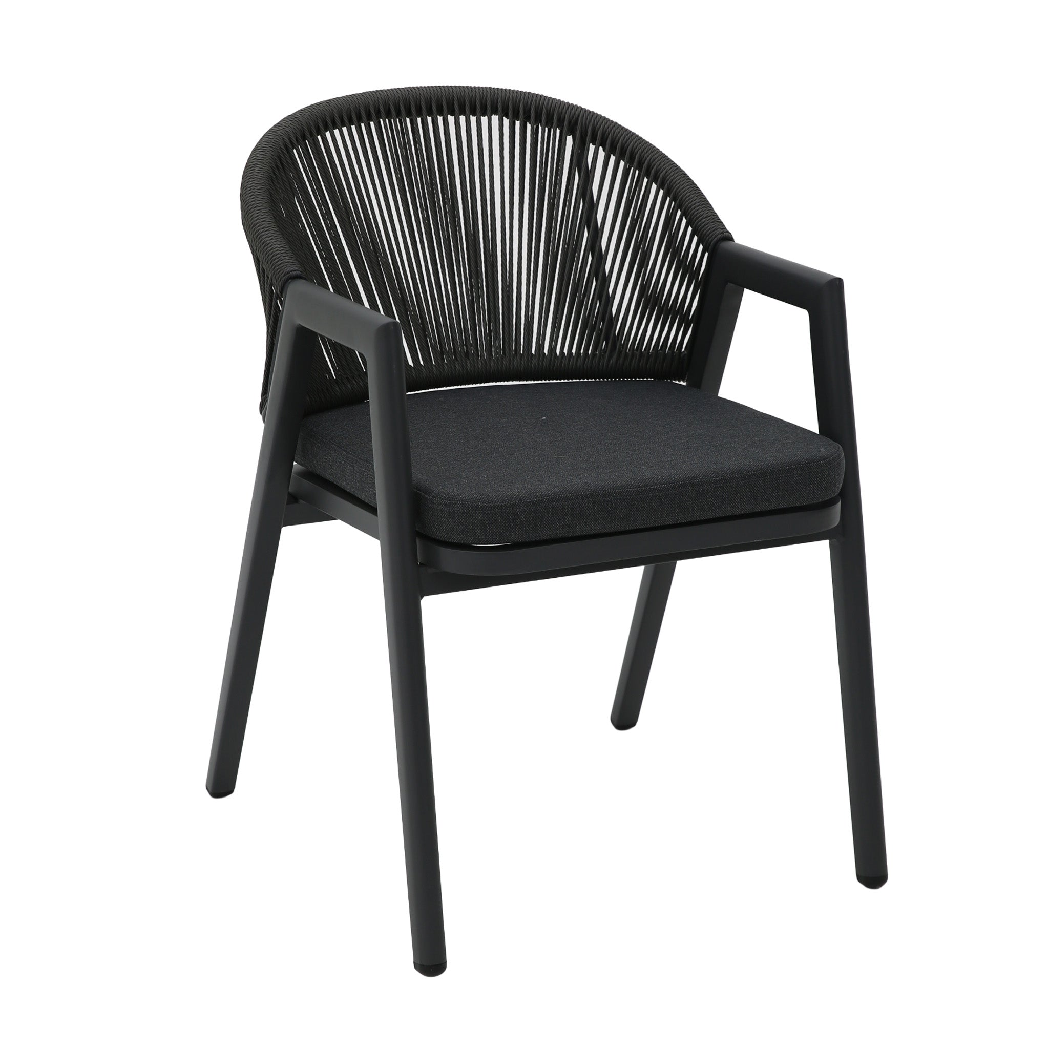 CDC12621-KT Dark Grey Rattan Outdoor Dining Chair - Dark Grey Cushion (Set of 2)