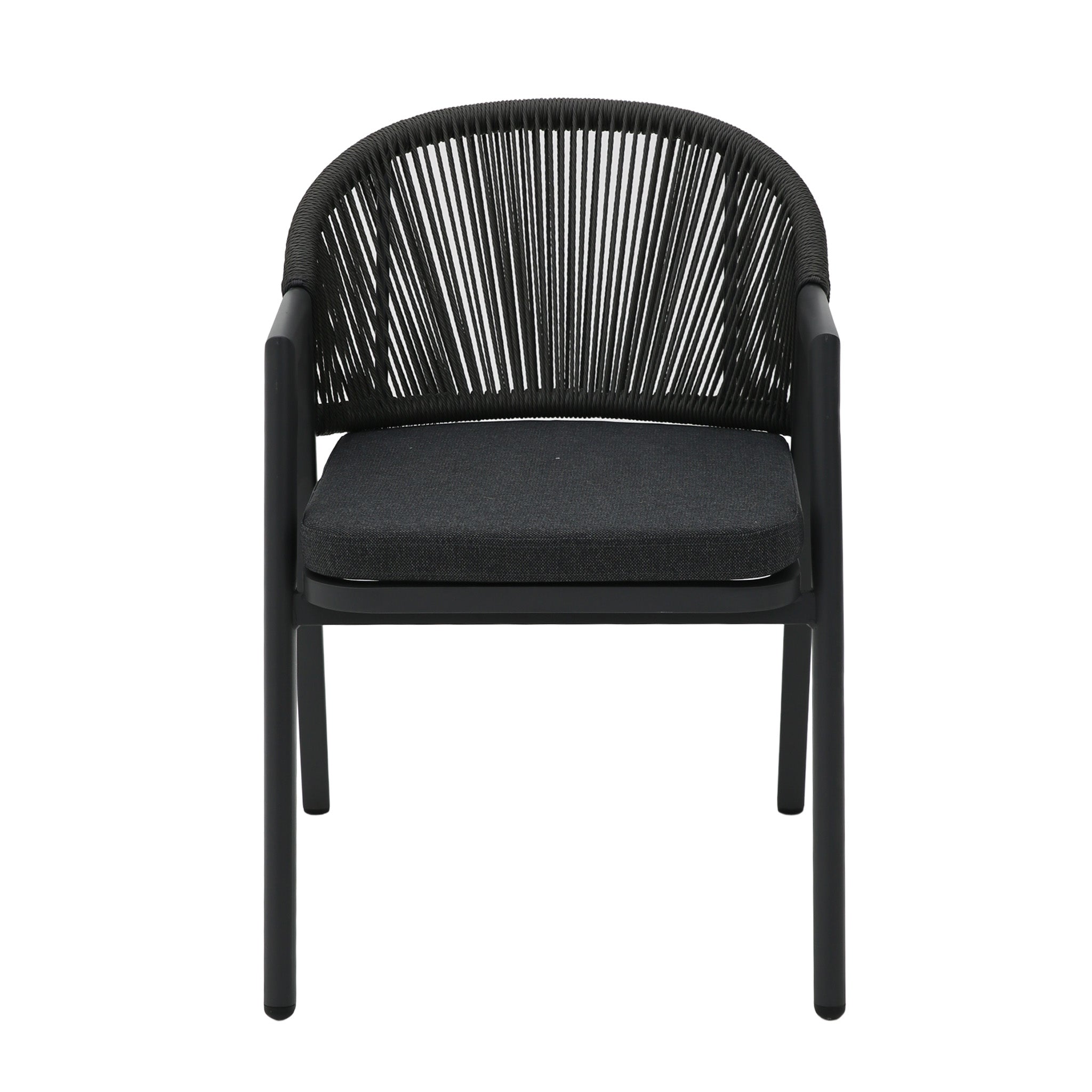 CDC12621-KT Dark Grey Rattan Outdoor Dining Chair - Dark Grey Cushion (Set of 2)