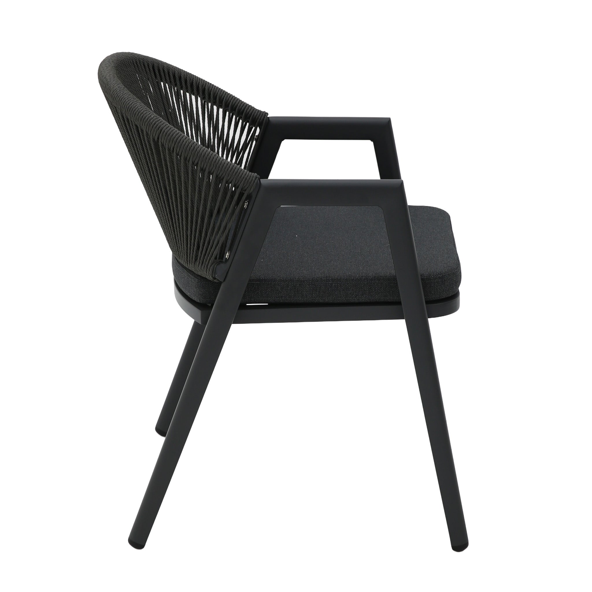 CDC12621-KT Dark Grey Rattan Outdoor Dining Chair - Dark Grey Cushion (Set of 2)