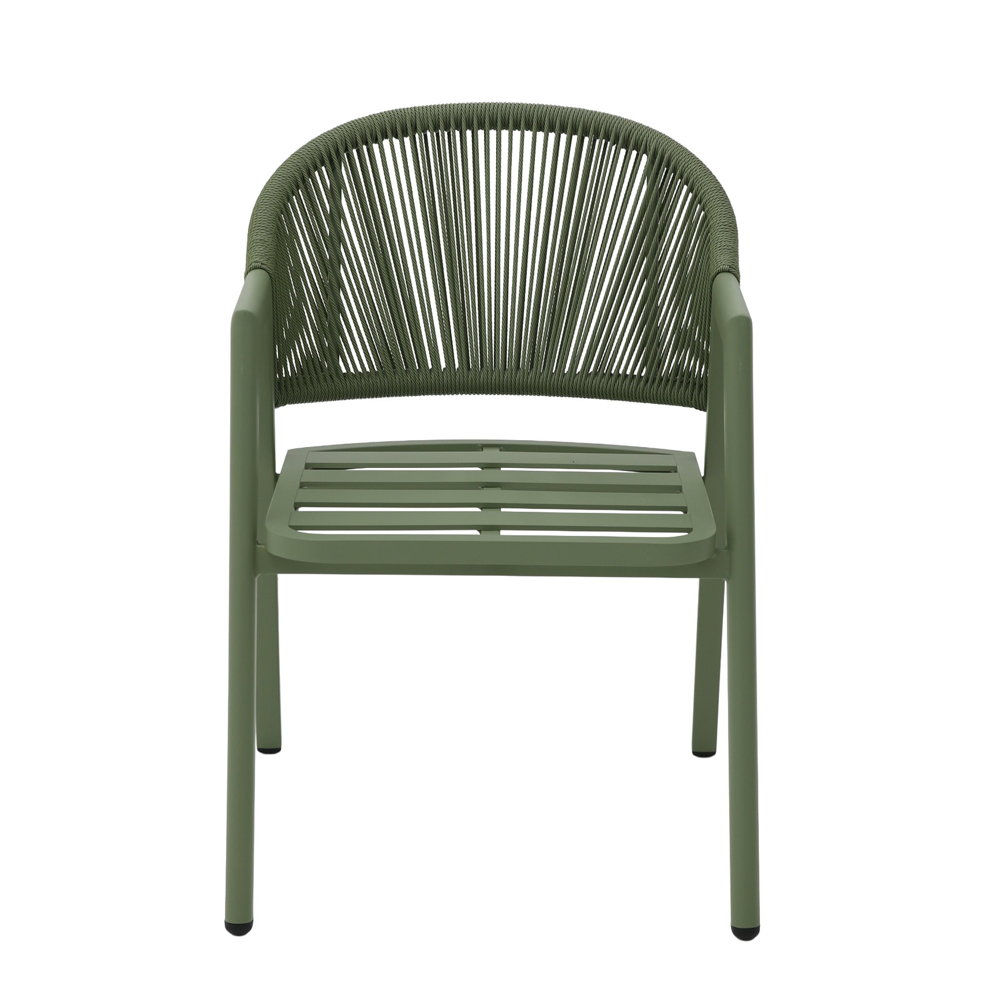 CDC12622-KT Green Rattan Outdoor Dining Chair - Sand Green Cushion (Set of 2)