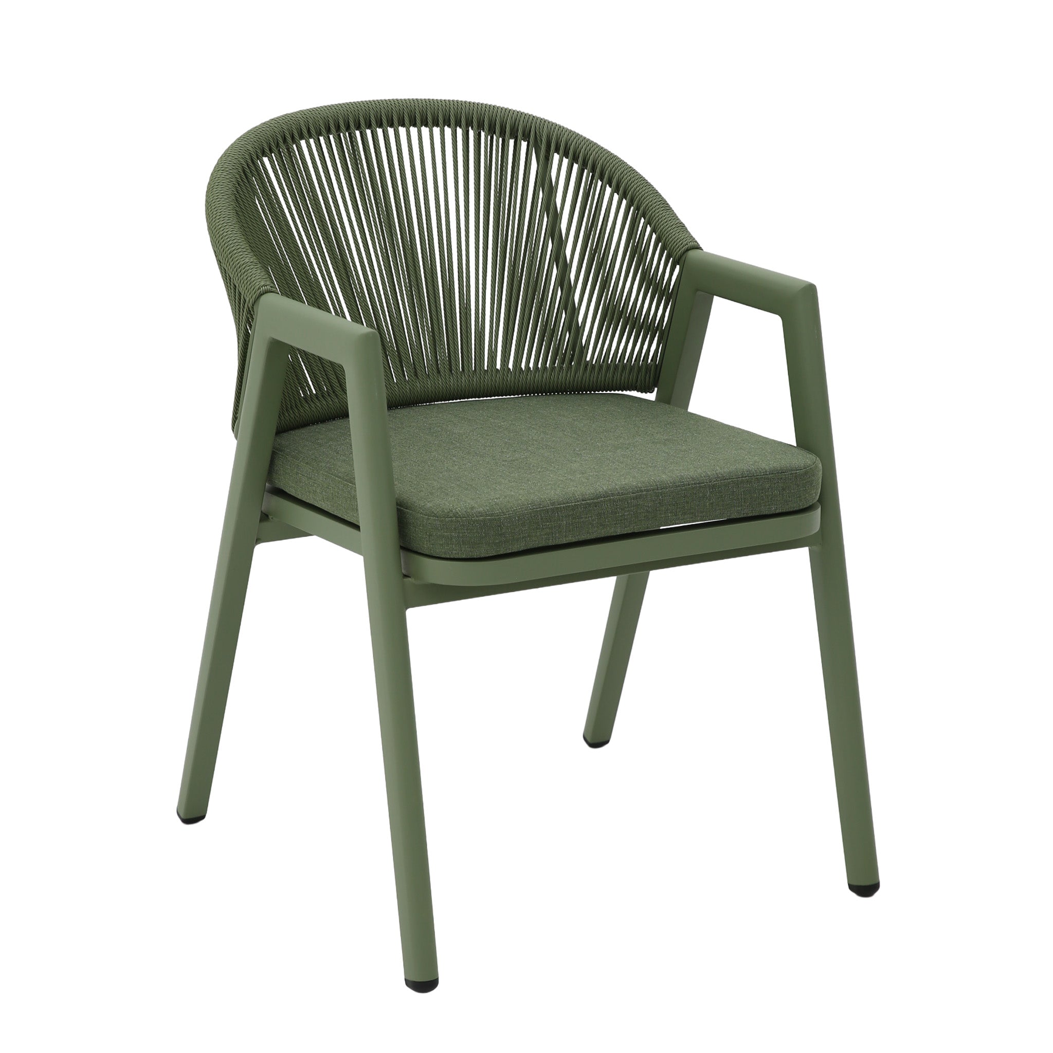 CDC12622-KT Green Rattan Outdoor Dining Chair - Sand Green Cushion (Set of 2)