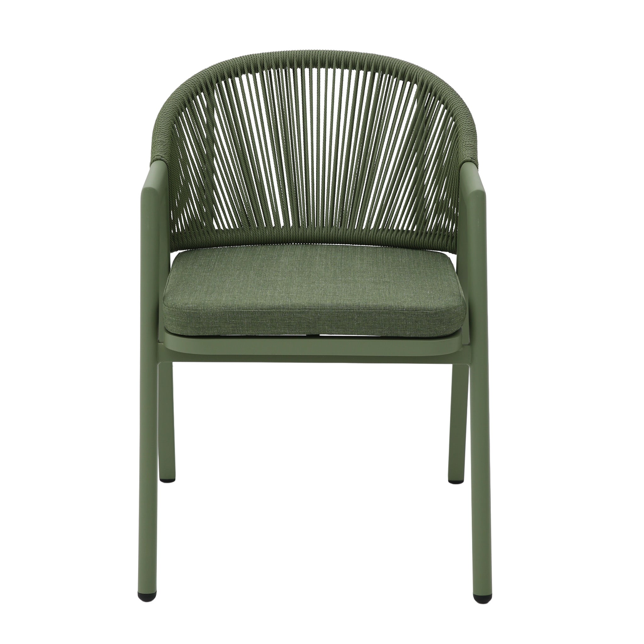 CDC12622-KT Green Rattan Outdoor Dining Chair - Sand Green Cushion (Set of 2)