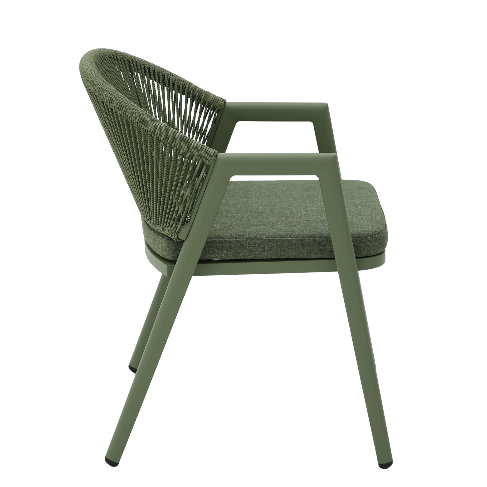 CDC12622-KT Green Rattan Outdoor Dining Chair - Sand Green Cushion (Set of 2)