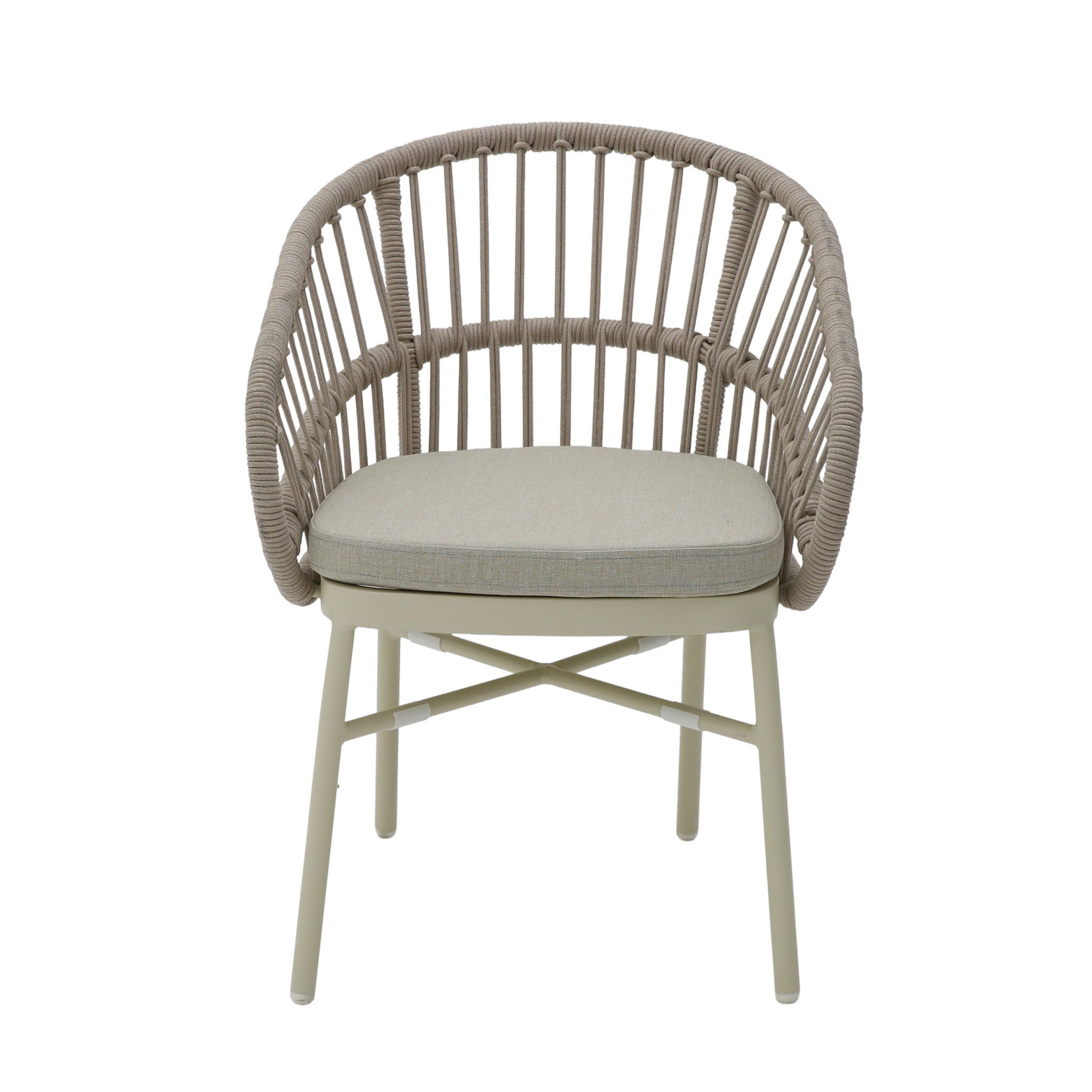 CDC12623-KT Taupe Rattan Outdoor Dining Chair - Beige Cushion (Set of 2)