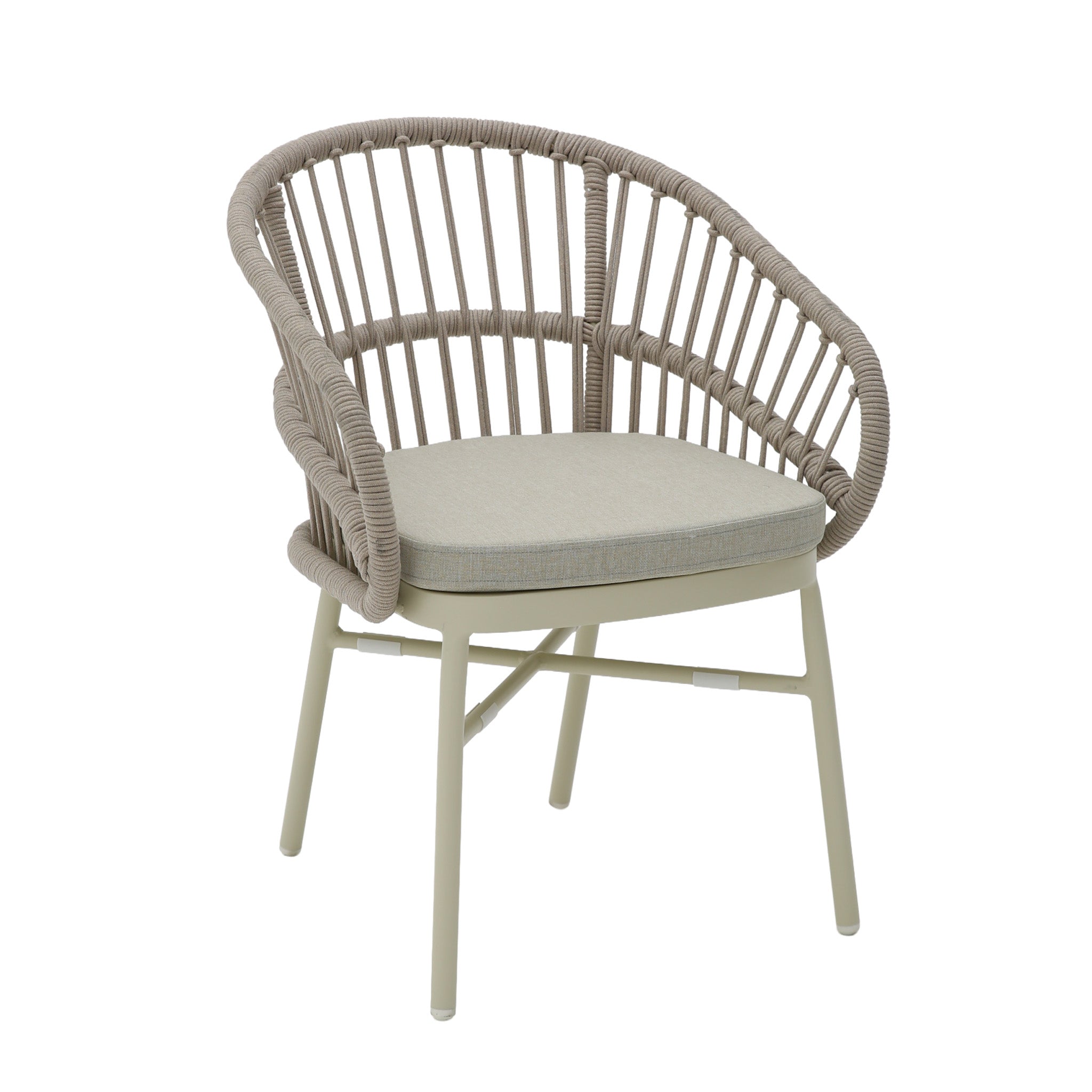 Taupe Rattan Outdoor Dining Chair - Beige Cushion (Set of 2)