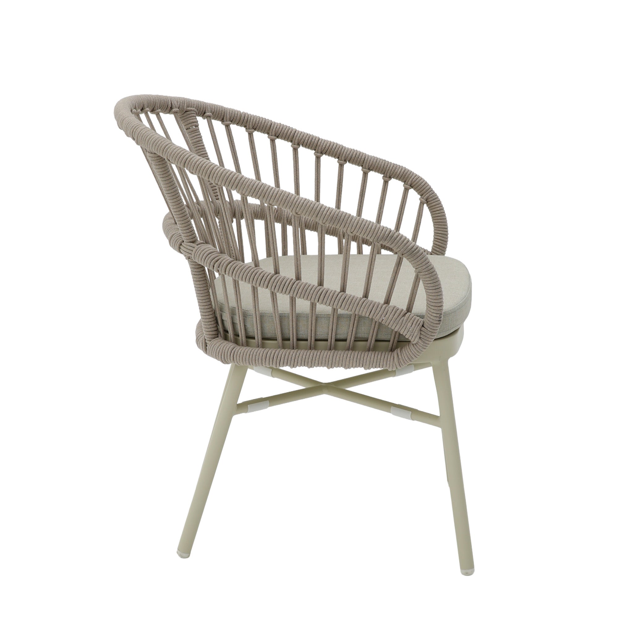 CDC12623-KT Taupe Rattan Outdoor Dining Chair - Beige Cushion (Set of 2)