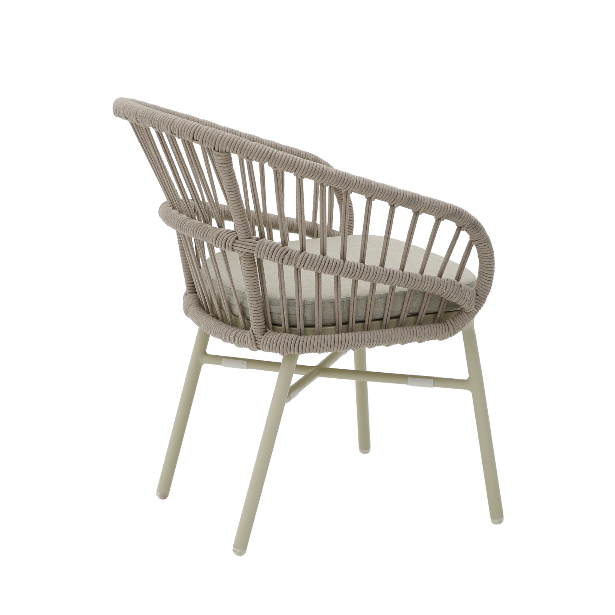 CDC12623-KT Taupe Rattan Outdoor Dining Chair - Beige Cushion (Set of 2)