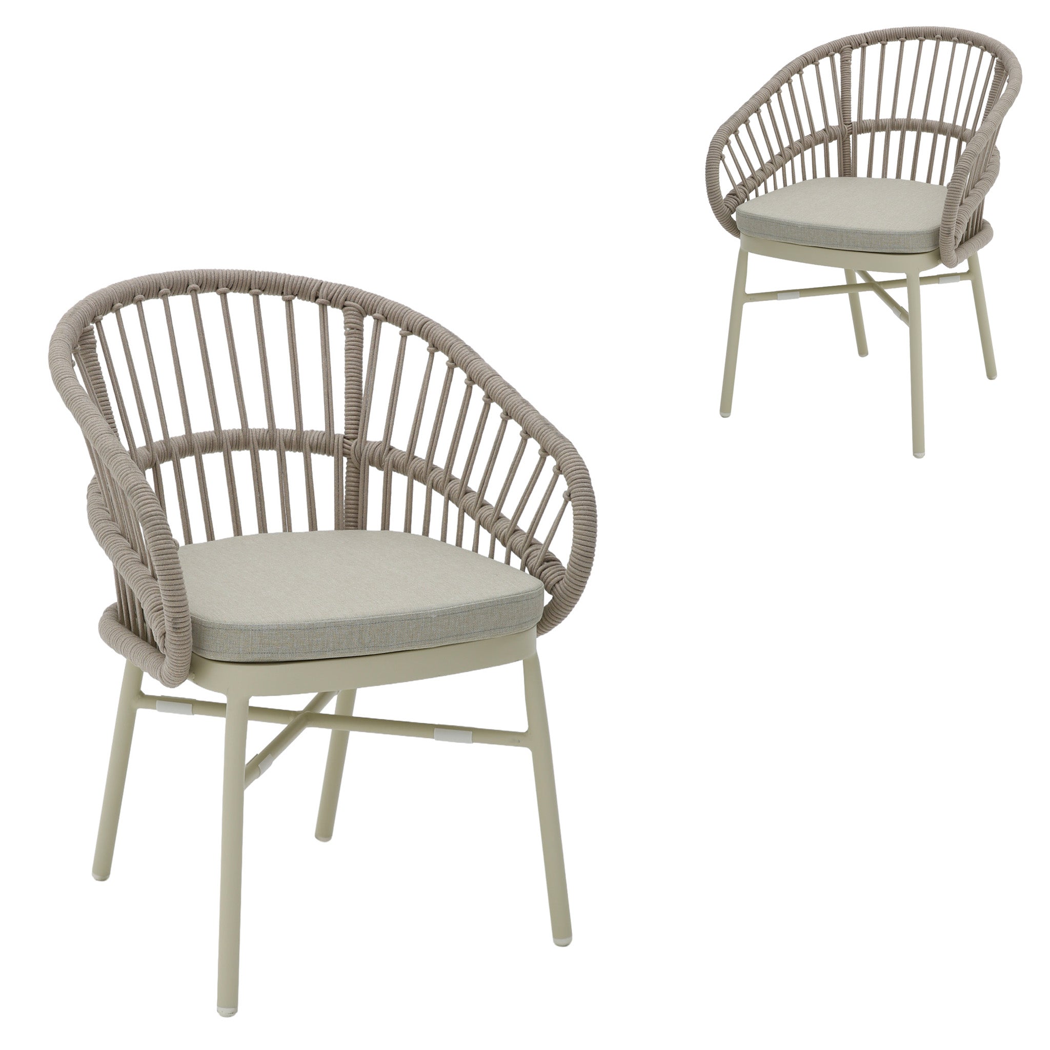 Taupe Rattan Outdoor Dining Chair - Beige Cushion (Set of 2)