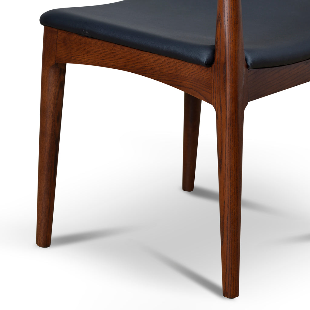 Set of 2 - Henrik Dining Chair - Dark Brown with Black Seat