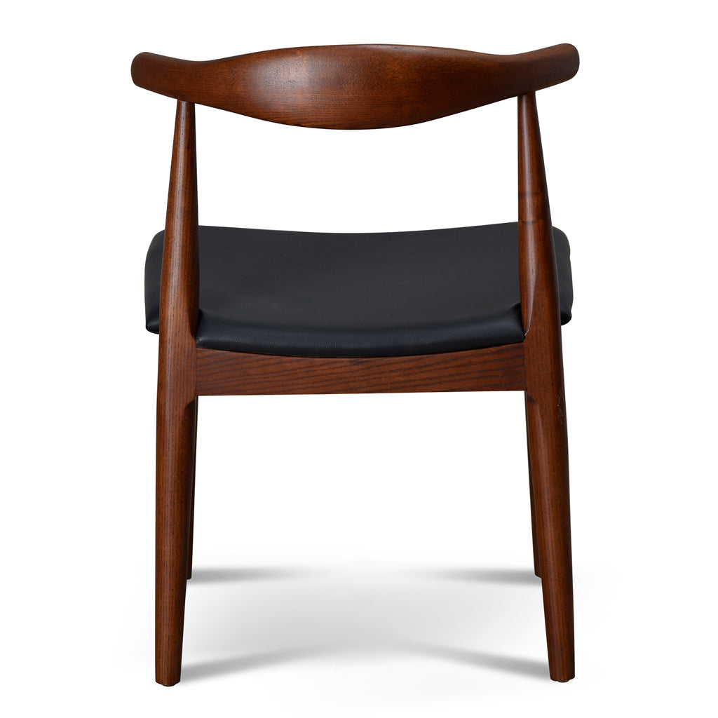 Set of 2 - Henrik Dining Chair - Dark Brown with Black Seat