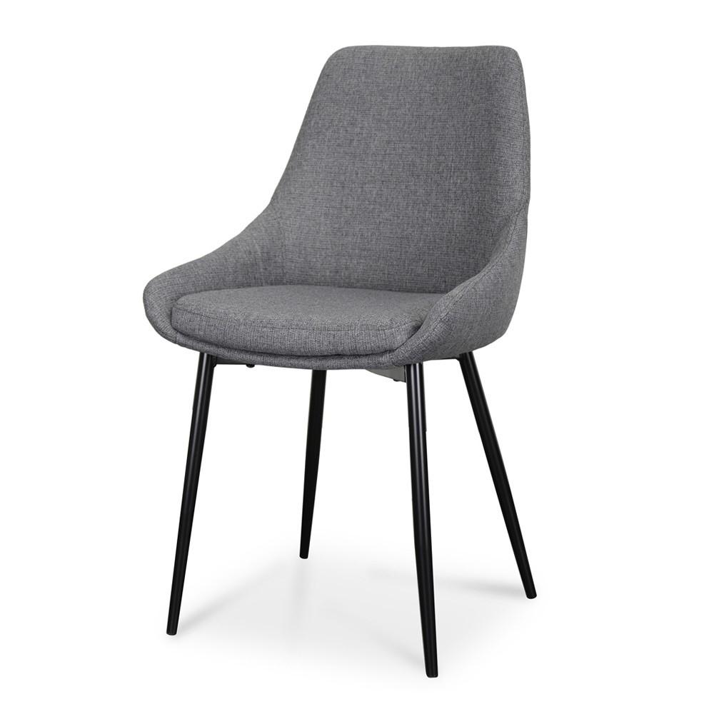 Set of 2 - Alfie Fabric Dining Chair - Dark Grey