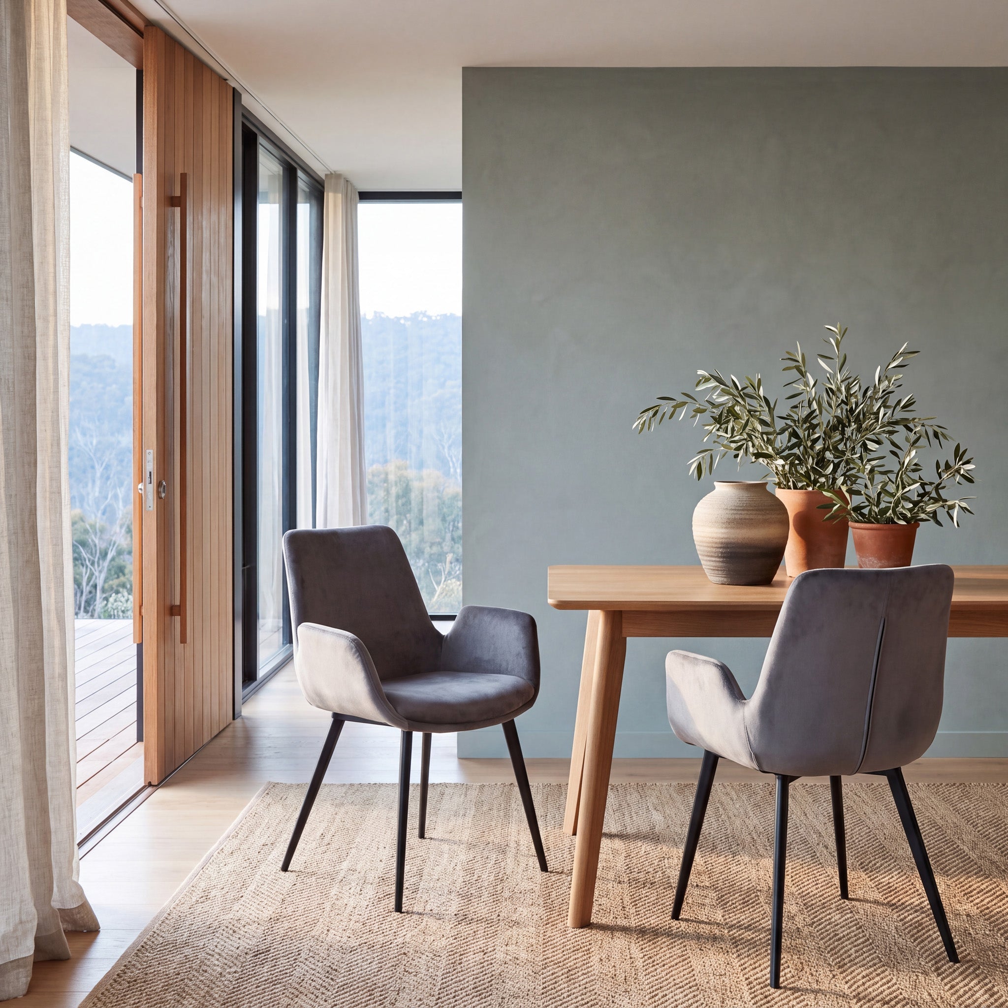 Dining Chair - Dark Grey Velvet (Set of 2)