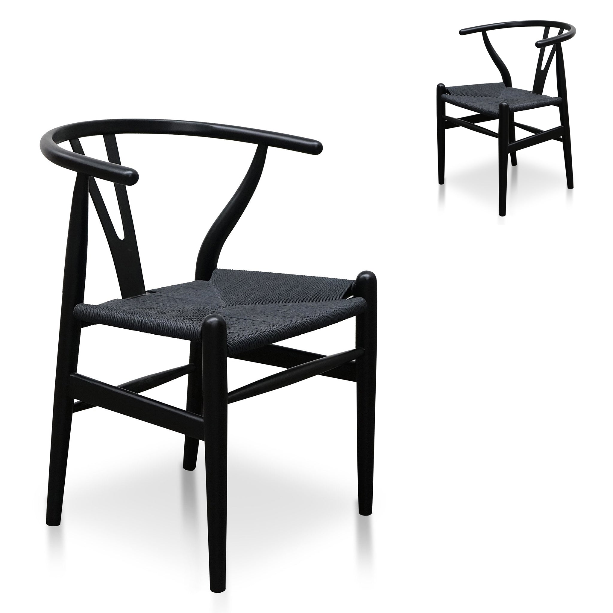 Set of 2 - Harper Wooden Dining Chair - Full Black