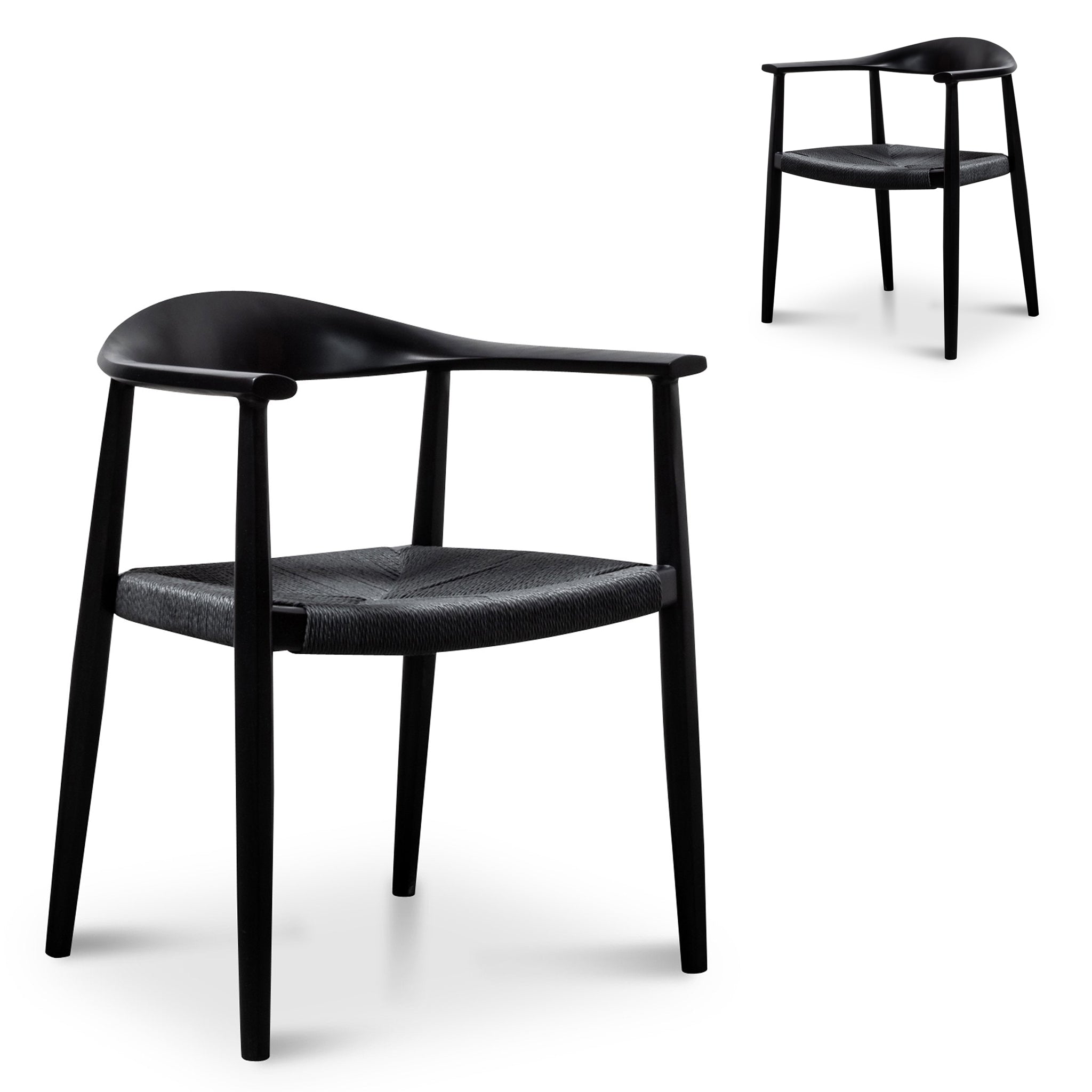 Set of 2 - Sunday Round Dining Armchair - Full Black