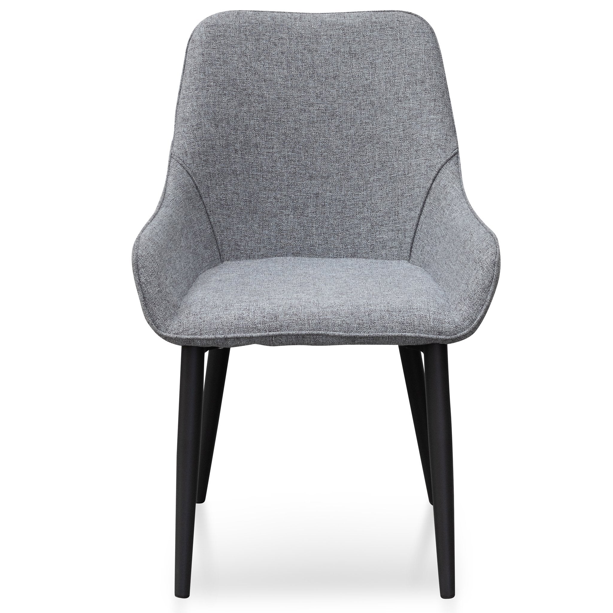 Set of 2 - Acosta Fabric Dining Chair - Pebble Grey in Black Legs