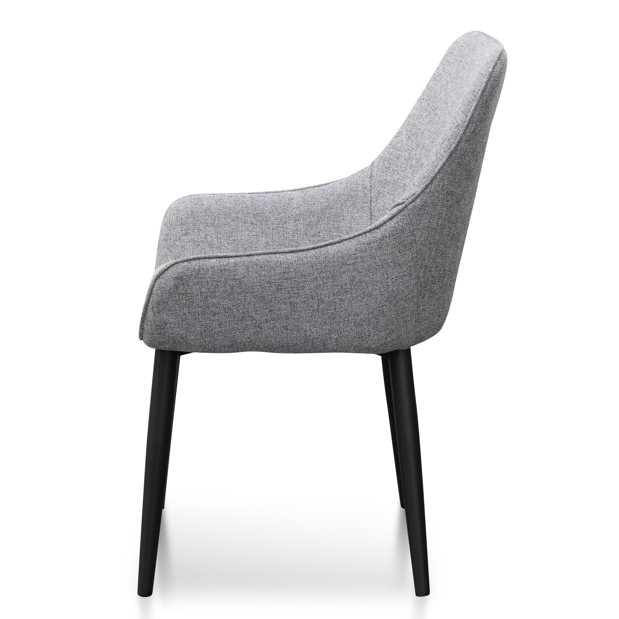 Set of 2 - Acosta Fabric Dining Chair - Pebble Grey in Black Legs