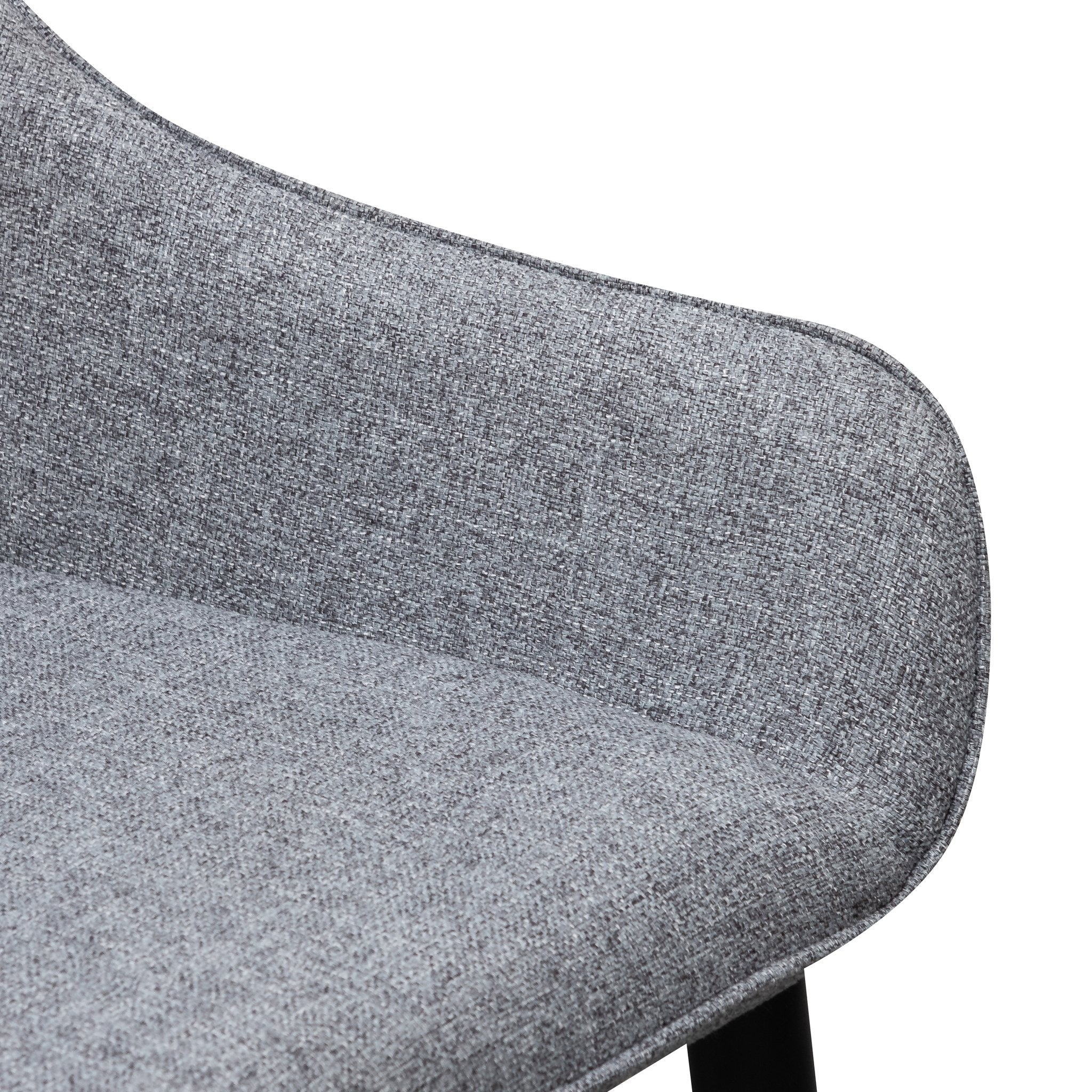 Set of 2 - Acosta Fabric Dining Chair - Pebble Grey in Black Legs