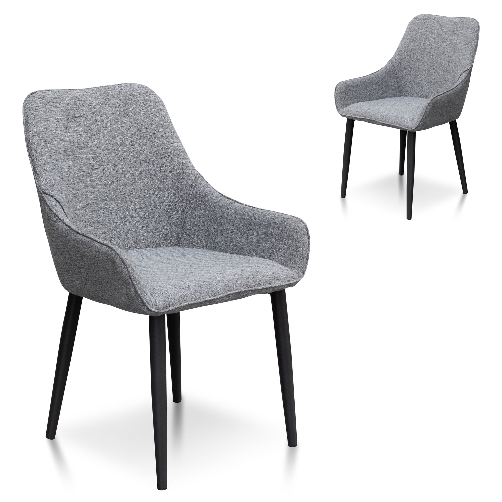 Set of 2 - Acosta Fabric Dining Chair - Pebble Grey in Black Legs